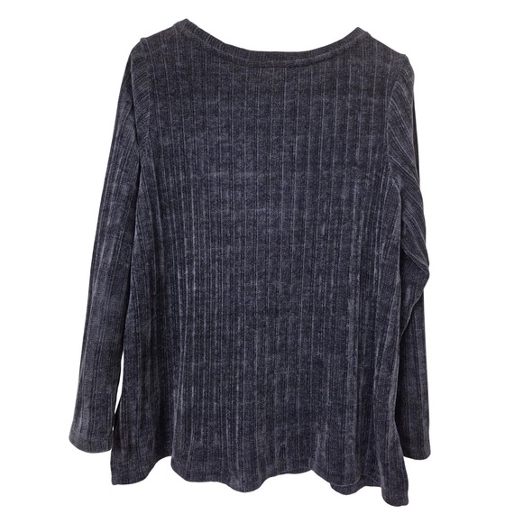 Dana Buchman Women's Navy Blue Ribbed Velour Long Sleeve Top Plus Size XXL - Picture 4 of 4